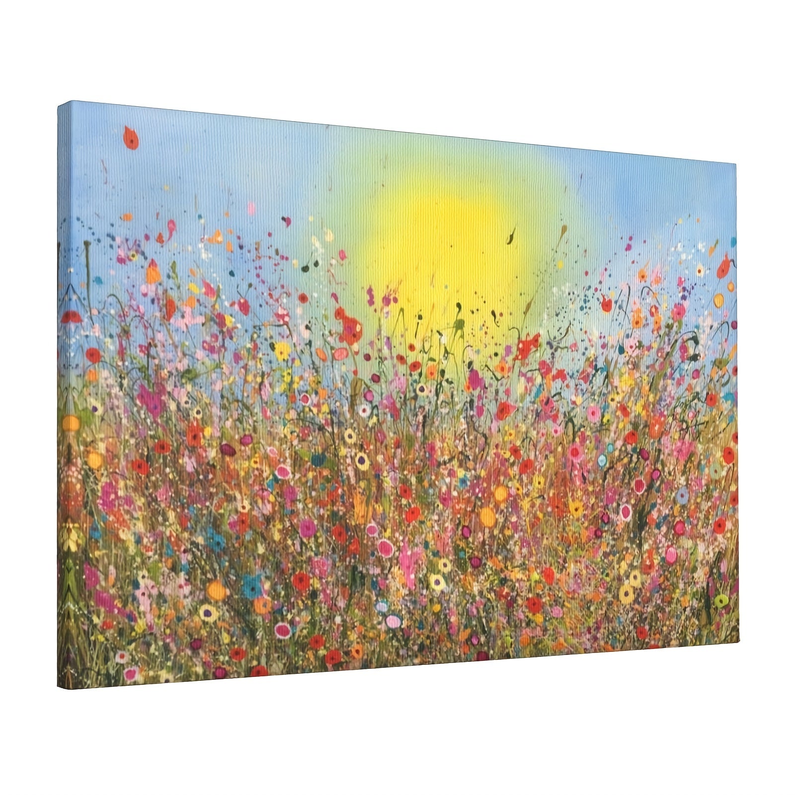 Framed Pastoral Canvas Painting Poppies Wildflower Painting On Canvas Wall Art