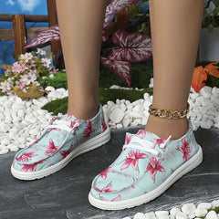 Women's Lily Printed Canvas Shoes Low Top Casual Flat Sneakers