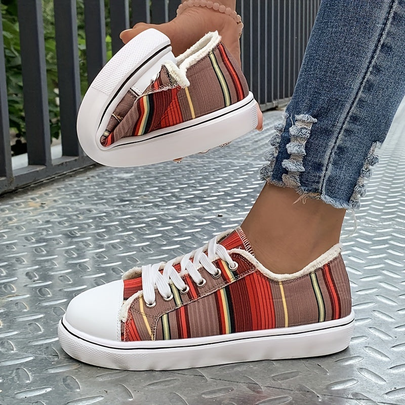 Women's Flat Canvas Sneakers Casual Low Top Walking Shoes