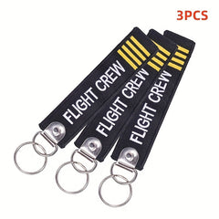 Embroidery FLIGHT CREW Key Chain Set for Men - Aviation Gift