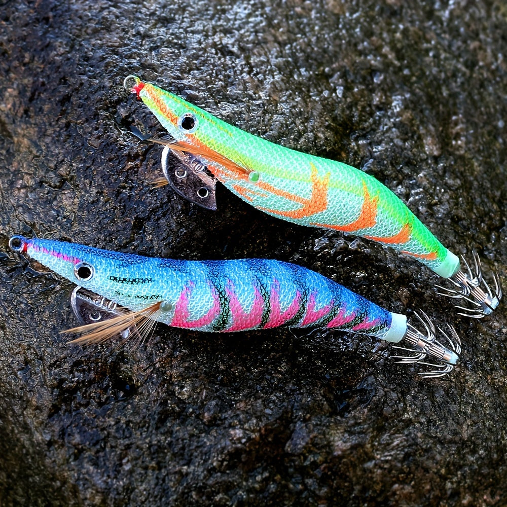 10pcs Squid Hook Set Bionic Fishing Lure Luminous Squid Jigs Sea Fishing Tackle