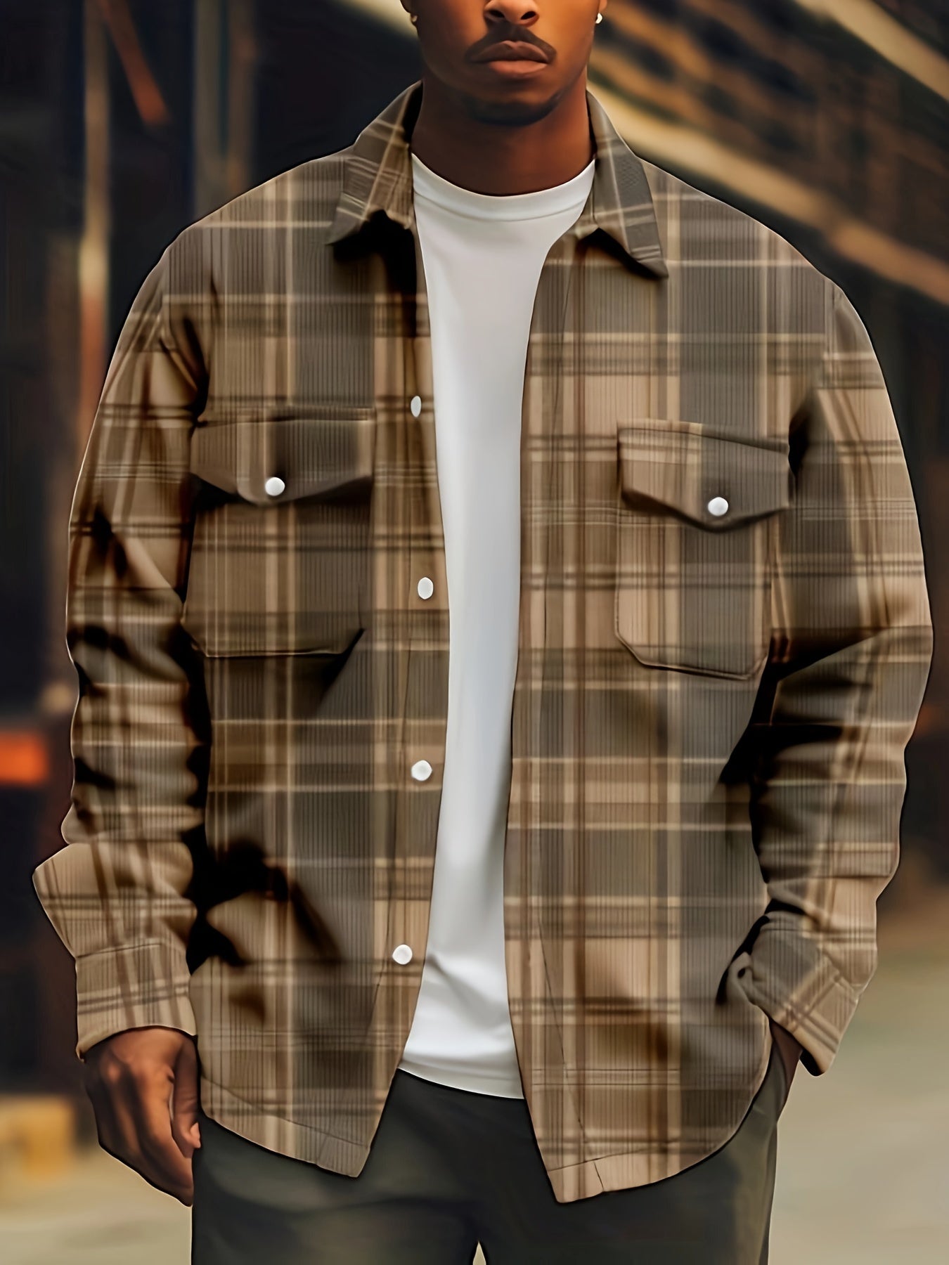 Men's Plaid Long Sleeve Shirt Fall Spring Comfortable