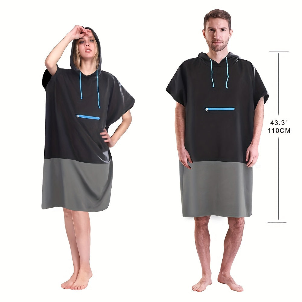 Microfiber Surfing Wetsuit Changing Towel Robe Poncho Hood Pocket