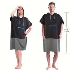 Microfiber Surfing Wetsuit Changing Towel Robe Poncho Hood Pocket