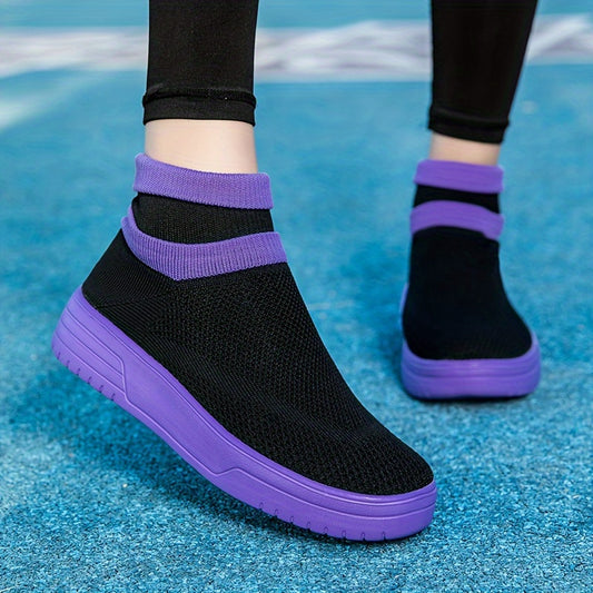 Women's Knit Breathable Sneakers Lightweight Slip-on Casual Shoes