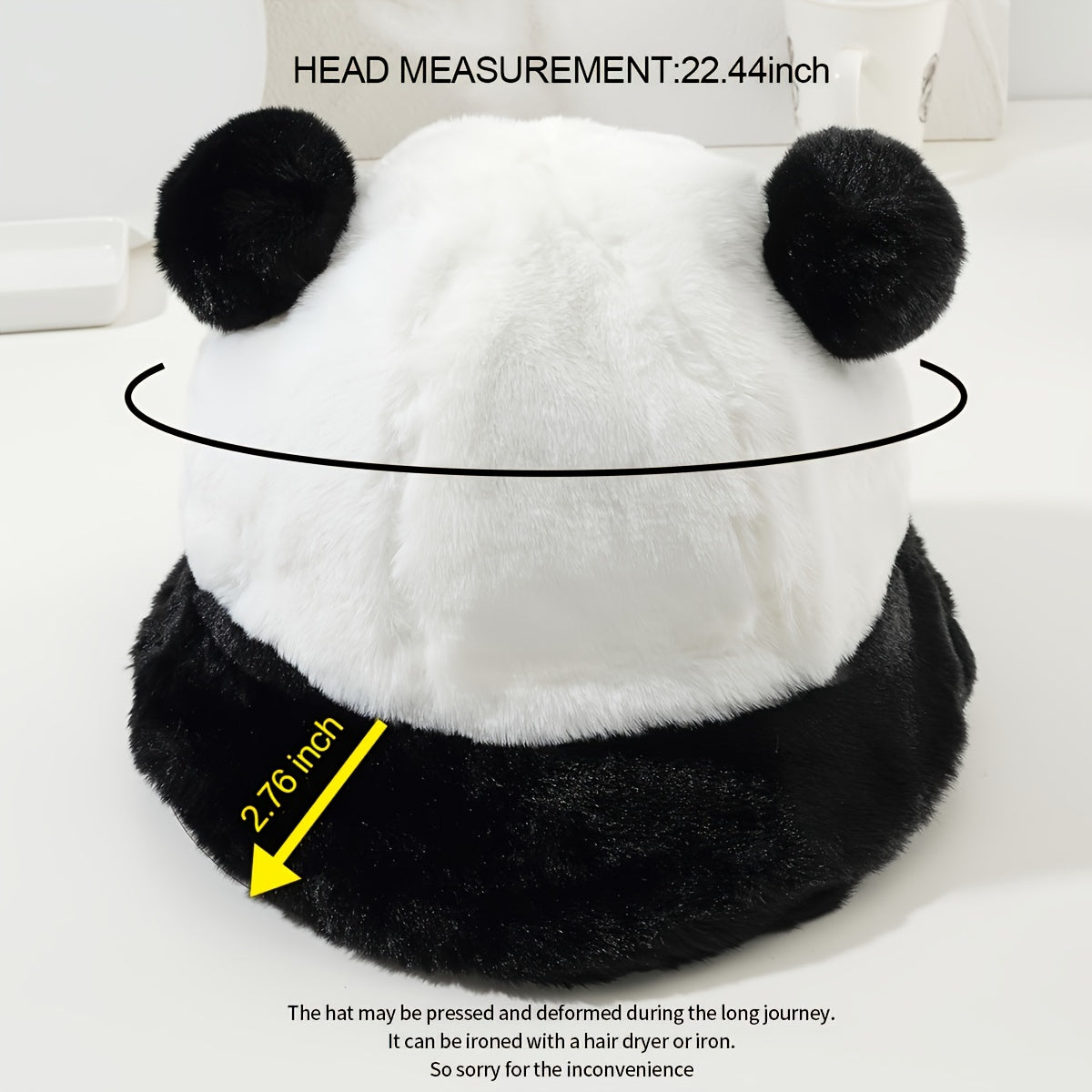 Panda Fisherman Hat Winter Plush Ear Protection Bucket Hat Warm Hat