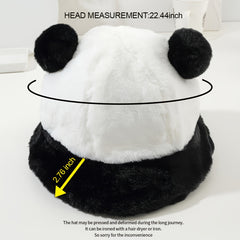 Panda Fisherman Hat Winter Plush Ear Protection Bucket Hat Warm Hat
