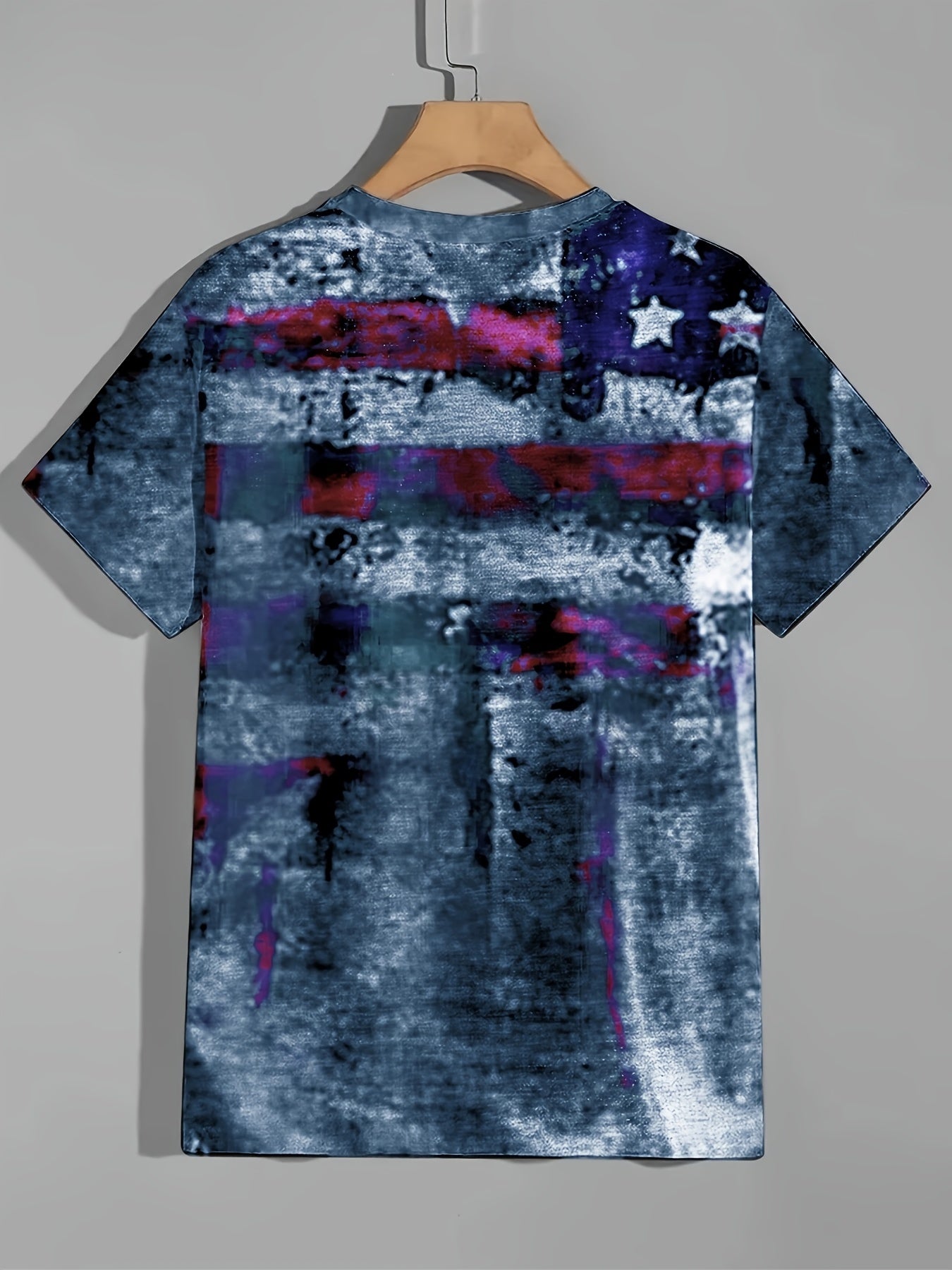 Men's Retro Flag Print Sports T-shirt for Summer