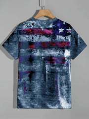 Men's Retro Flag Print Sports T-shirt for Summer