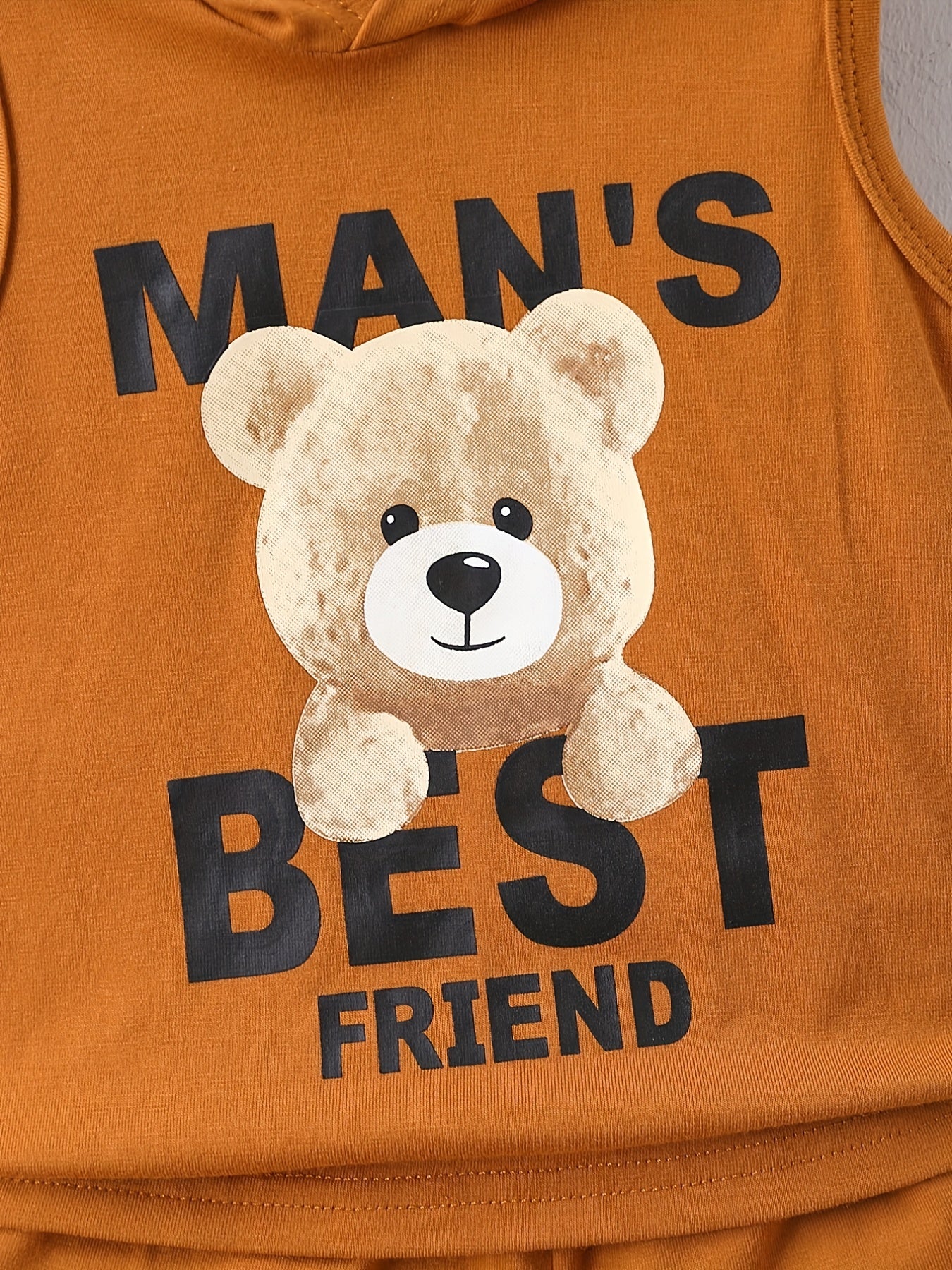 Baby Boys Friends Bear Hooded Tank Top & Shorts Set