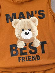 Baby Boys Friends Bear Hooded Tank Top & Shorts Set