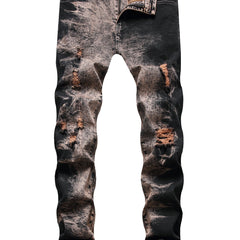 Tie Dye Regular Jeans Men's Street Style Denim Pants