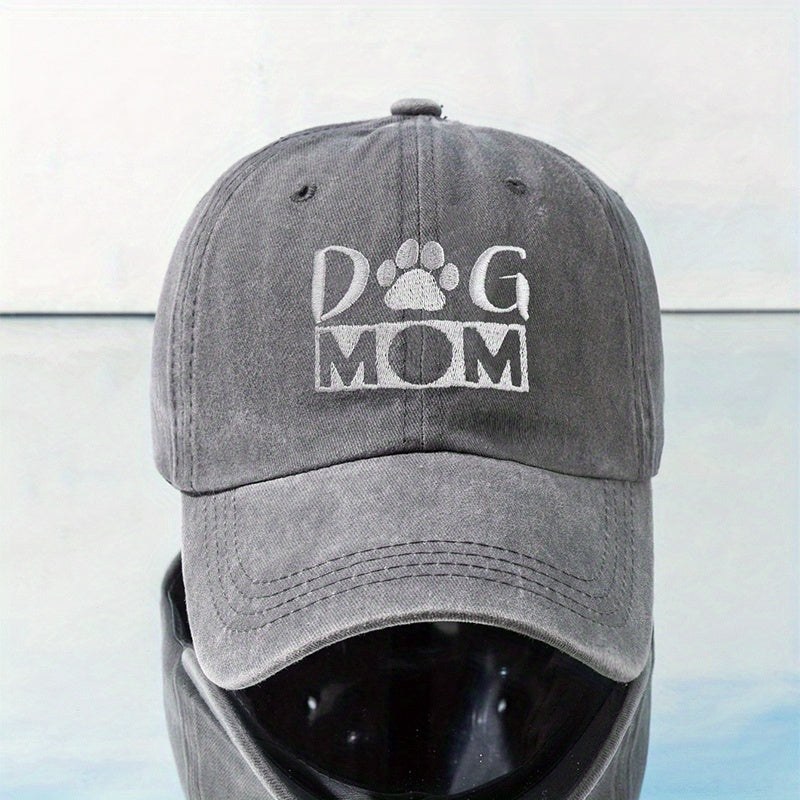 DOG MOM Embroidery Cotton Baseball Cap Washed Distressed Lightweight Dad Hat