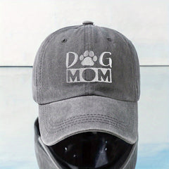 DOG MOM Embroidery Cotton Baseball Cap Washed Distressed Lightweight Dad Hat