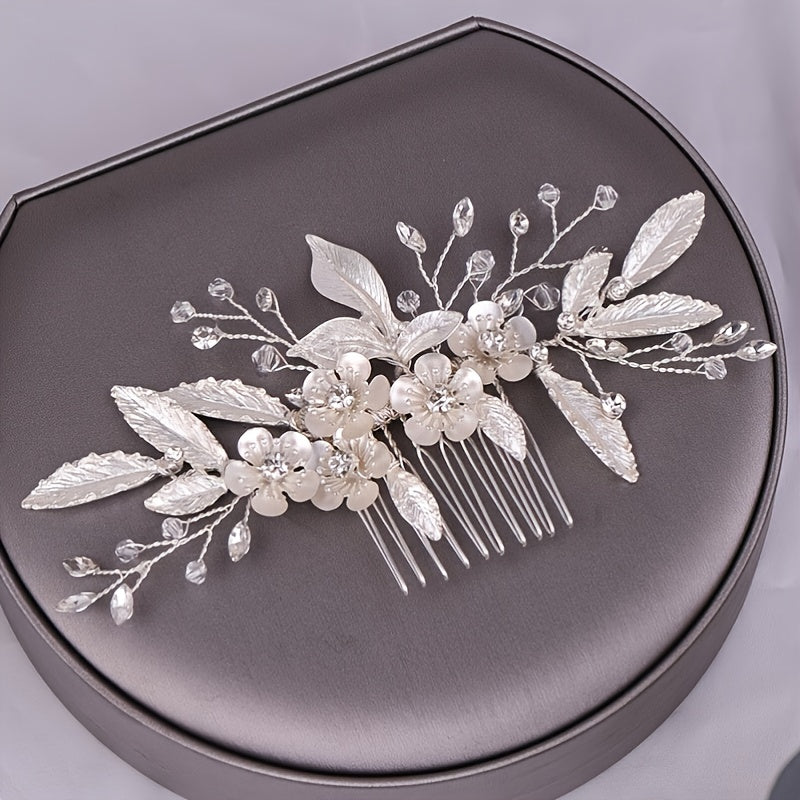 Pearl Wedding Hair Comb Bridal Headpieces Rhinestone Hair Jewelry