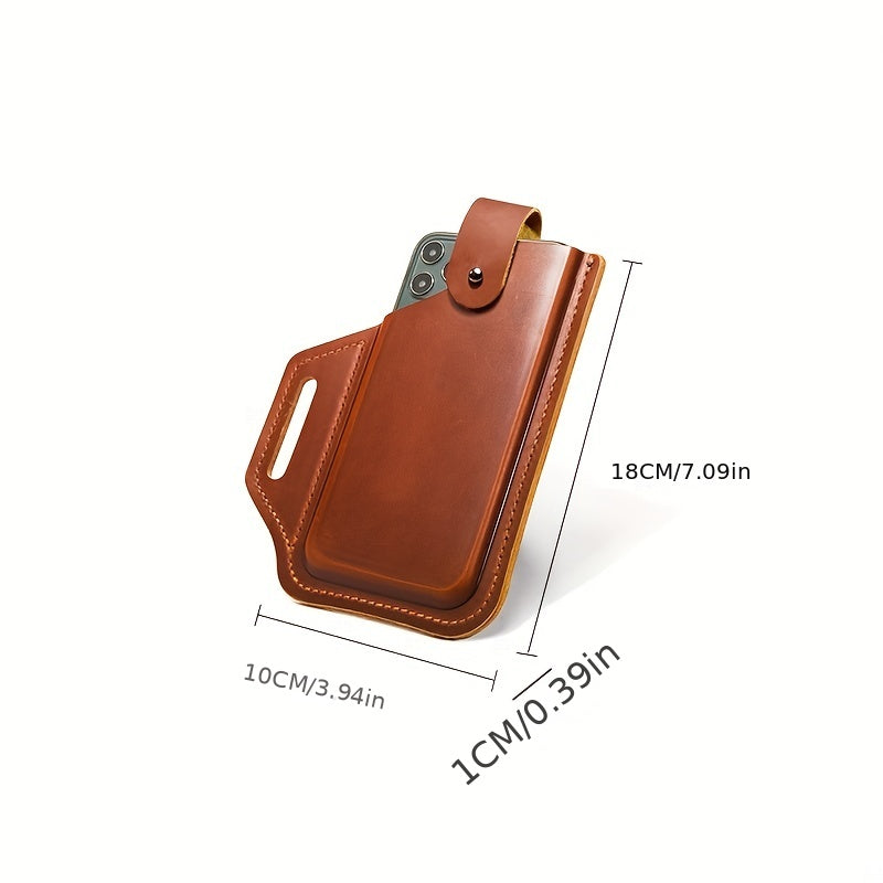 Leather Retro Mobile Phone Pocket Men's Belt Hanging Bag