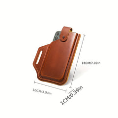 Leather Retro Mobile Phone Pocket Men's Belt Hanging Bag