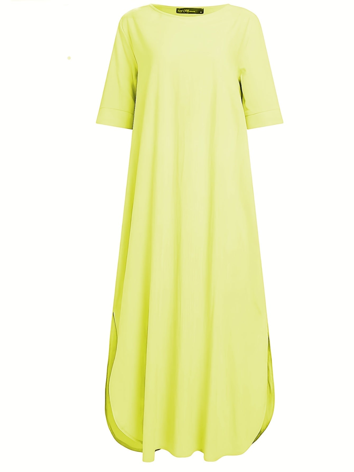 Solid Dress Crew Neck Short Sleeve Maxi Dress