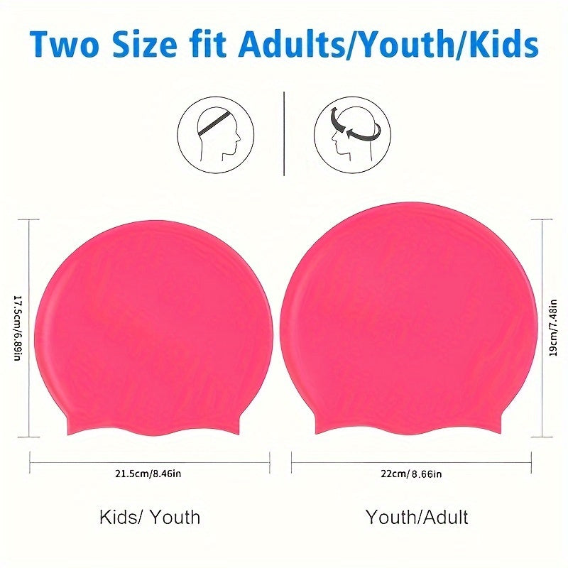 Pink Silicone Swimming Cap for Adults with Long Hair, Curly Hair, Braids
