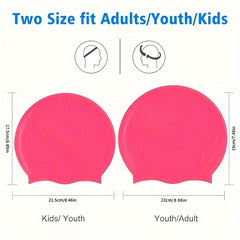 Pink Silicone Swimming Cap for Adults with Long Hair, Curly Hair, Braids