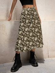 High Waist Floral Print Midi Skirt Y2K Summer Women's Clothing