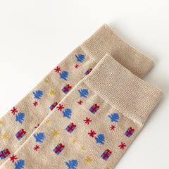 4 Pairs Women's Christmas Tree Mixed Mid Tube Socks