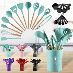 23pcs Cooking Utensils Set Silicone Cooking Tools in Colorful Storage Co