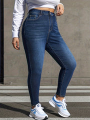 High Waisted Skinny Denim Jeans with Button Fly