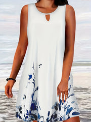 Women's Plus Floral Print Round Neck Stretch Tank Dress