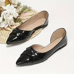 Women's Cut Out Patent Leather Ballet Flats Soft Sole