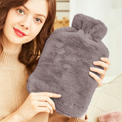 Warm Water Bag with Plush Cover for Cold Weather, Hand Warmer