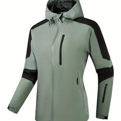 Sports Top Women's Plus Contrast Panel Zip Up Long Sleeve Windproof