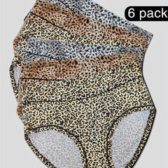 6-Pack Plus Size Sexy Panties Set Women's Plus Size Leopard Print Briefs