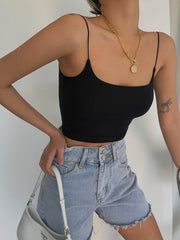 Women's Backless Crop Cami Top Solid Sleeveless Casual Top