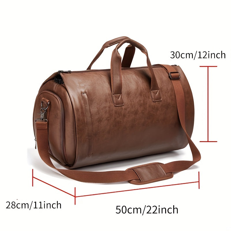 PU Leather Garment Bag For Travel Carry On Suit Carrier Storage Bag