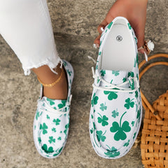 Women's Clover Printed Canvas Shoes St Patrick's Loafers