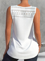Tank Top Women's Plus Lace Waffle Pattern V Neck Tank Top