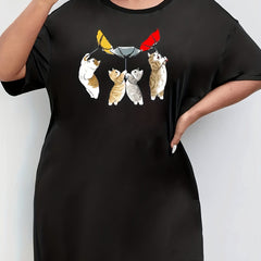 Cat & Umbrella Print Sleep Dress