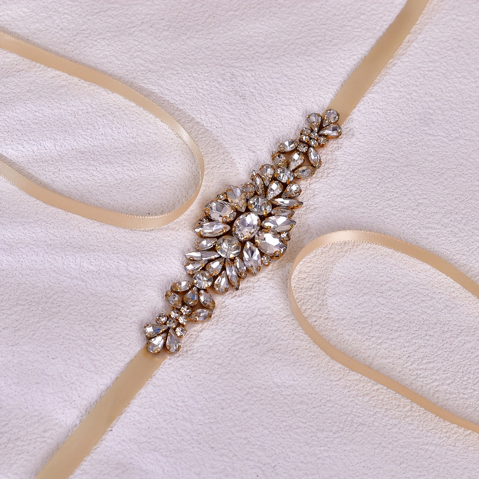 Bohemian Style Bridal Sash Vintage Glass Diamond Waist Belt