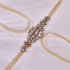 Bohemian Style Bridal Sash Vintage Glass Diamond Waist Belt
