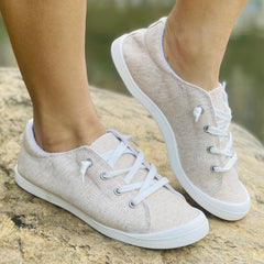 Women's Solid Flat Lace Up Low Shoes Casual Lightweight Outdoor Travel Shoes