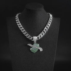 Wings Dollar Pendant Set Rhinestone Necklace