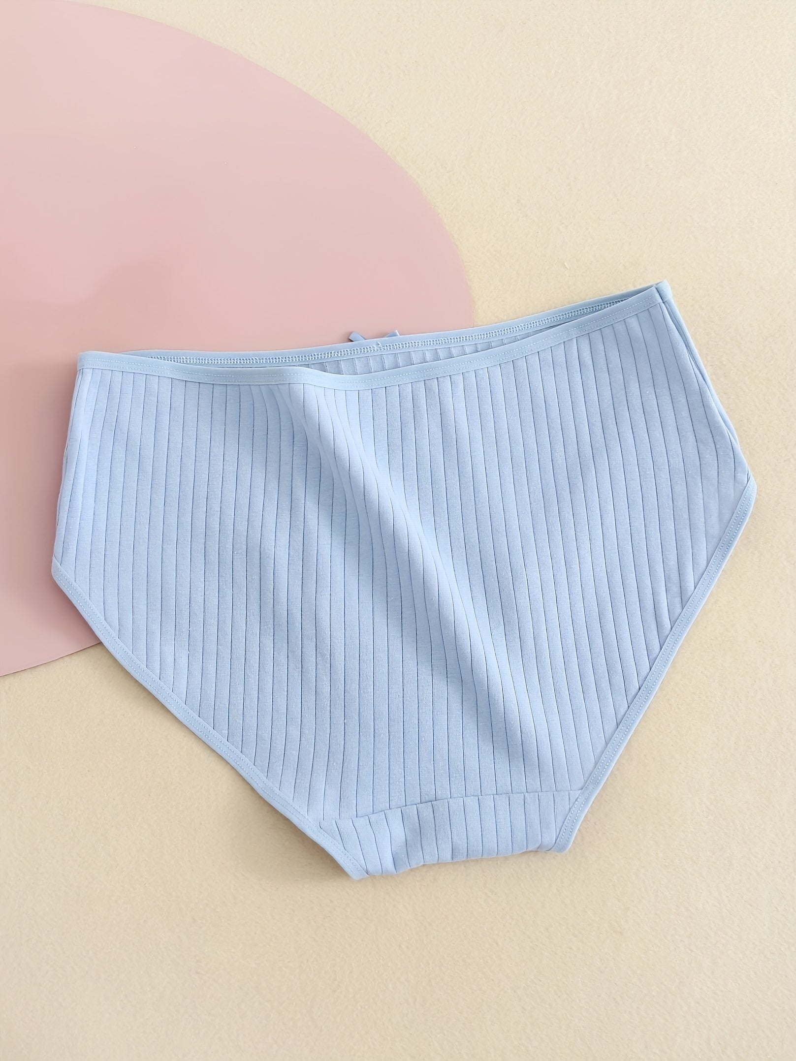5 Pack Plus Size Casual Panties Set Women's Plus Comfort Solid Mini Bow Ribbed