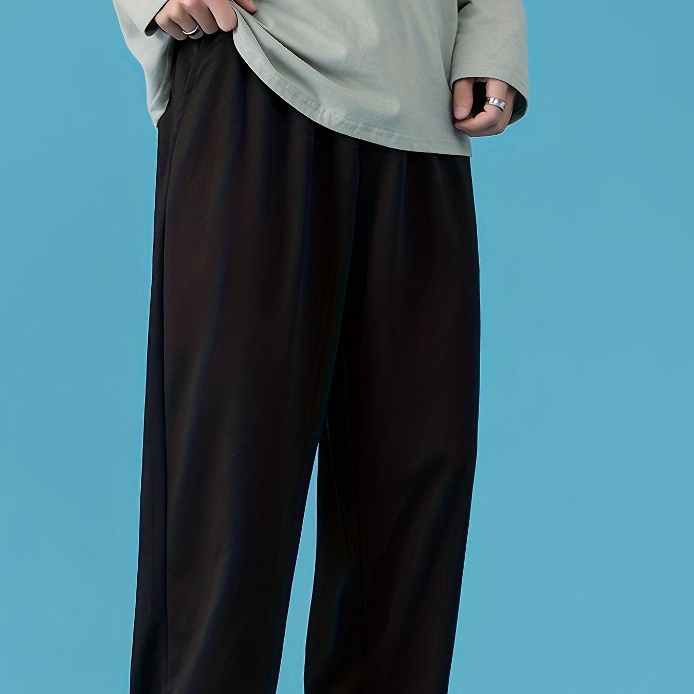 Men's Solid Stretch Sweat Pants with Zipper
