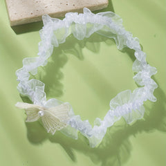 Yellow Lace Garters Bridal Faux Pearl Bowknot Garter Belt Stretch Thigh Leg Ring