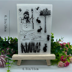 Winter Snowman Christmas Rubber Stamp for DIY Scrapbooking