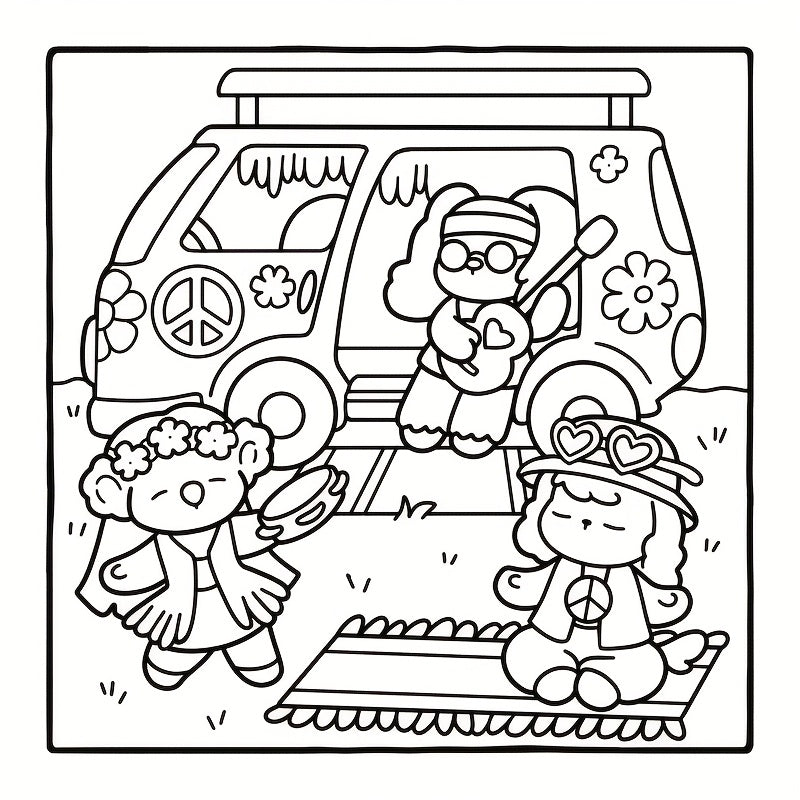 Cozy Eras Coloring Book for Kids Yoga Pose Scenes with Adorable Animals