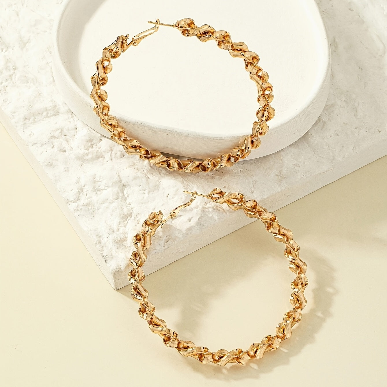 Exaggerated Spiral Hoop Earrings 18K Plated Circle Ear Jewelry Women