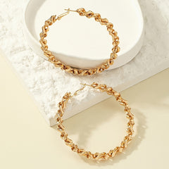 Exaggerated Spiral Hoop Earrings 18K Plated Circle Ear Jewelry Women