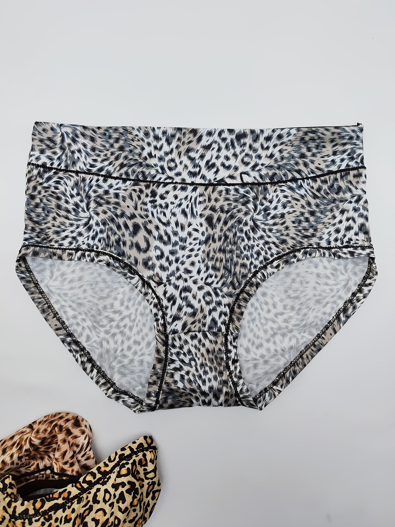 3pcs Leopard Print Briefs High Waist Tummy Control Intimates Panties